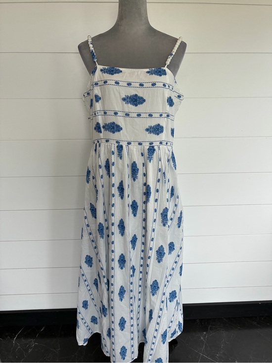 Japna Dresses & Skirts - Japna White Maxi Dress with Blue Floral Print & Pockets SZ XL NWT/0383